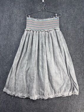 Natural Life Gray Dress/Skirt Gauzy Smocked Embroidery Women’s M Beachy Boho